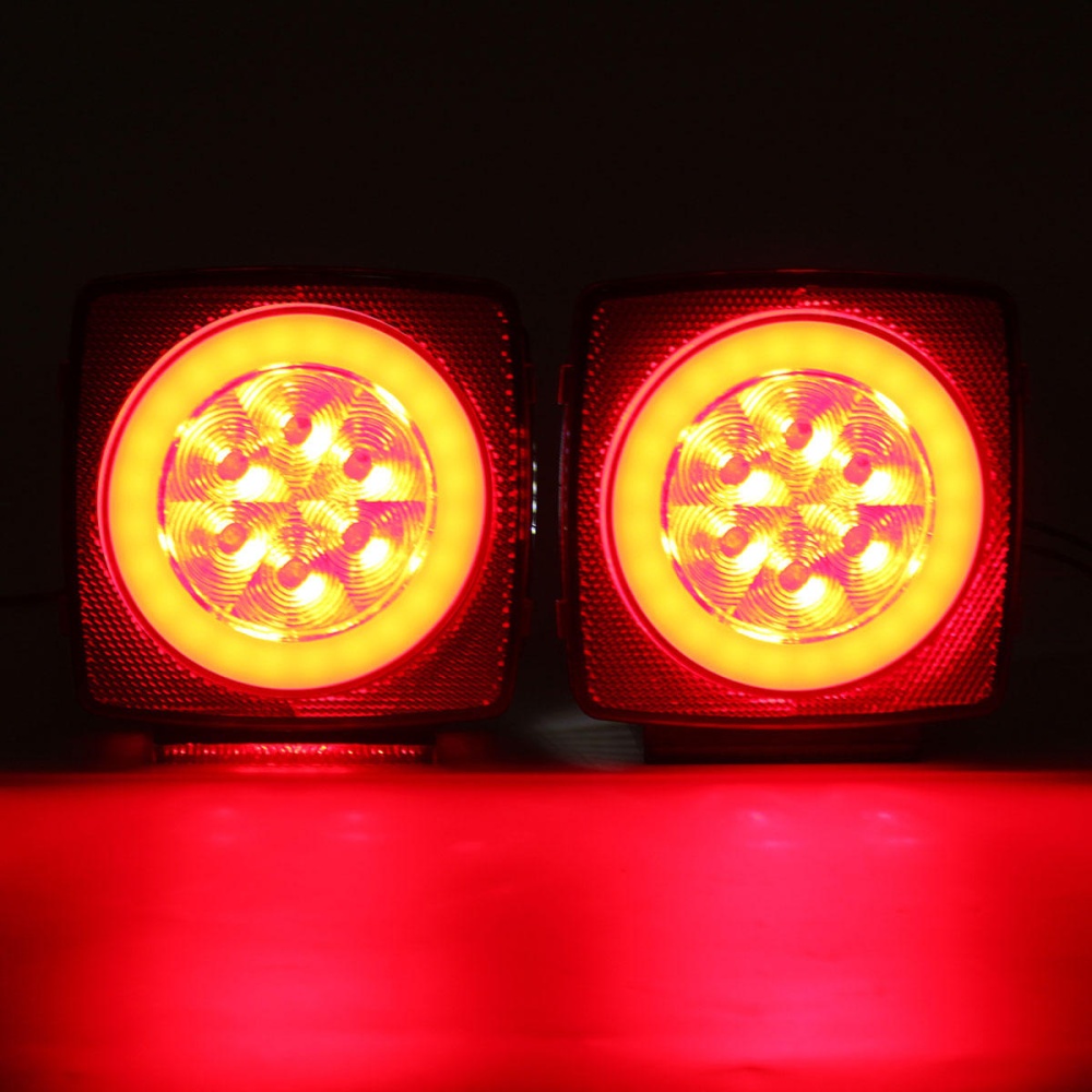 2Pcs Car Upgrade LED Square Tail Turn Signal Lamp Brake Light Waterproof For Trailer Truck Boat - Image 2