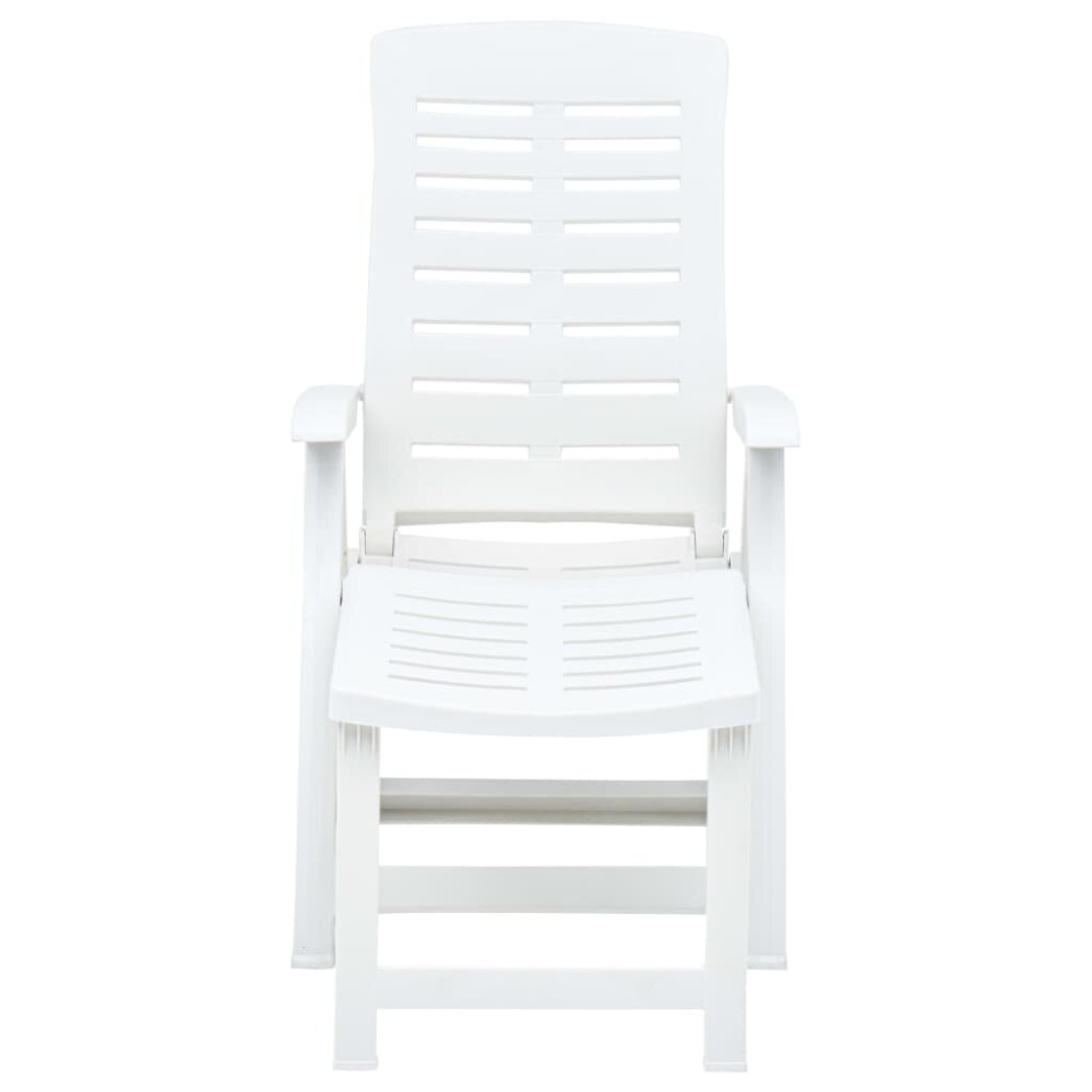 Folding Sun Lounger Plastic White - Image 2