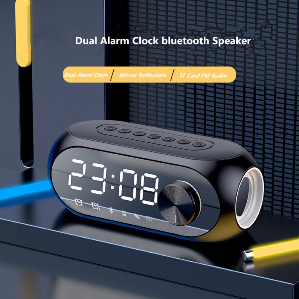 Bakeey S8 bluetooth 5.0 Speaker Alarm Clock Mirror Night Light Multiple Play Modes LED Display 360° Surround 3D Stereo Sound 1400mAh Battery Life - B - Image 2