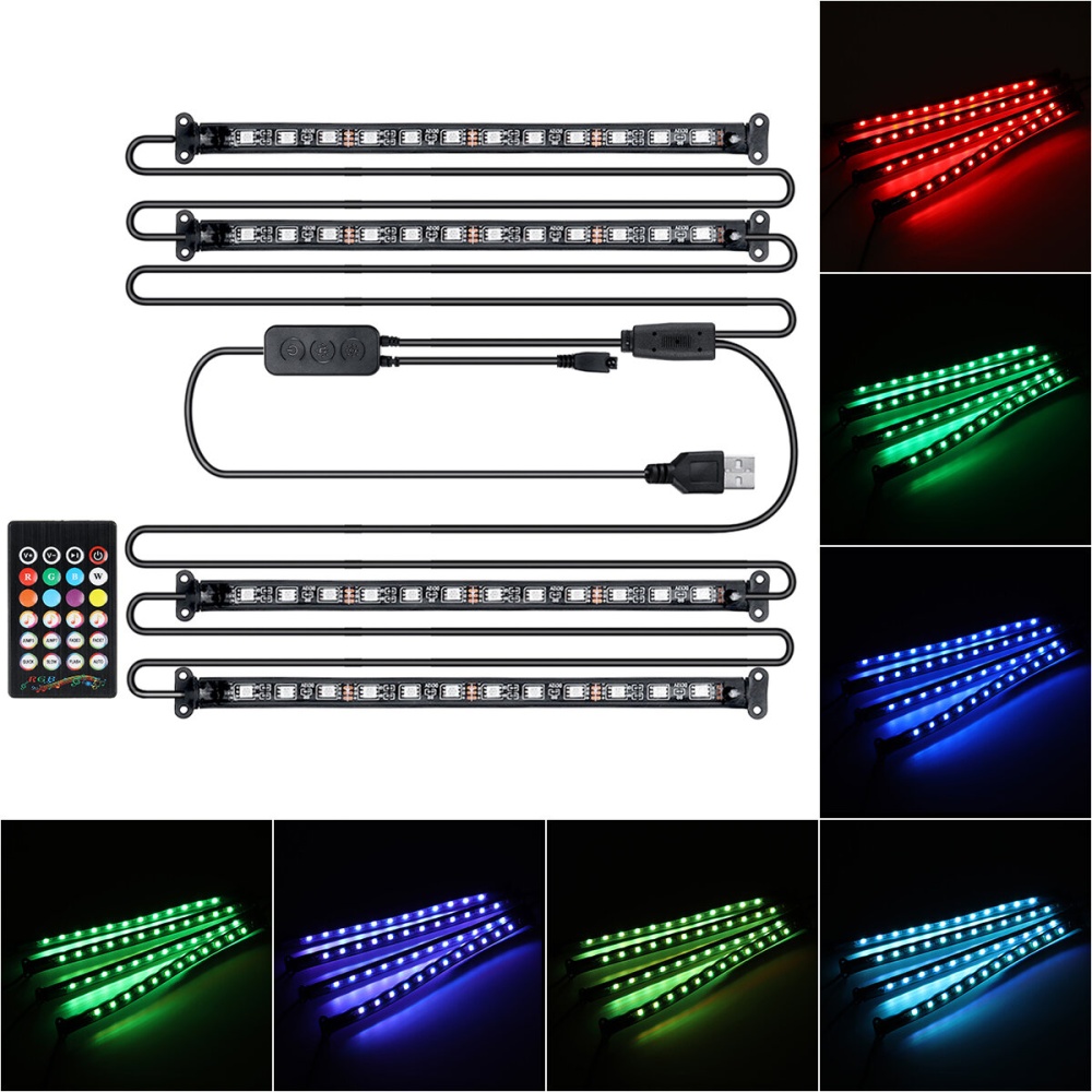 4in1 RGB 48LED Car Interior Atmosphere Decor Light Strip APP Music bluetooth Lam - USB - Image 2