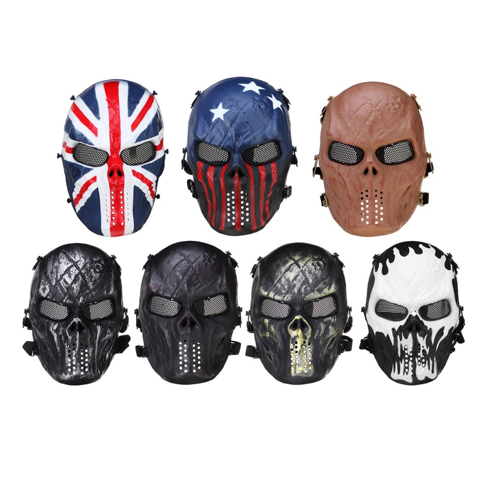 Airsoft Paintball Mask Full Face Skull Skeleton Metal Mesh Eye Game Safety Guard - B 5Pcs - Image 2