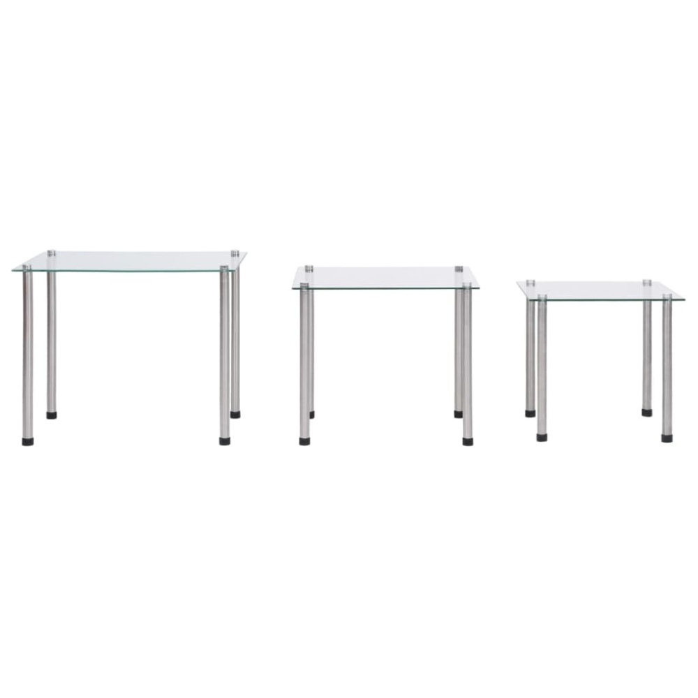 3-piece table set tempered glass transparent - Image 2