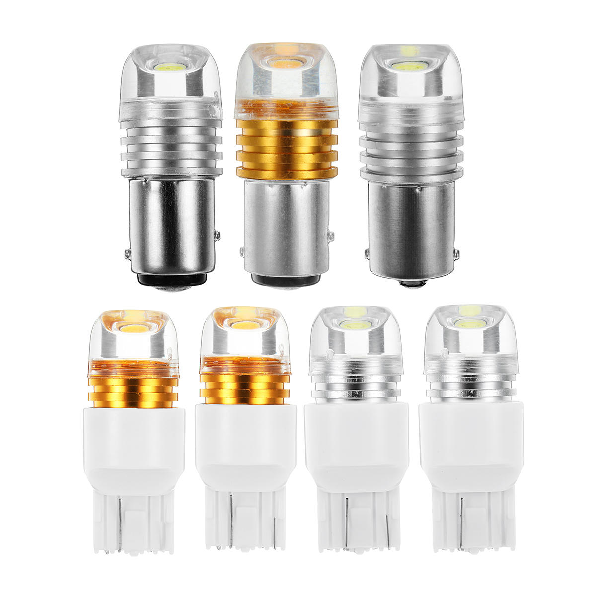 2pcs White Yellow 1156/1157 7440/7443 T20 S25 6W Turn Signal Light Bulbs For Front Reverse Lights Brake Light - White 7440