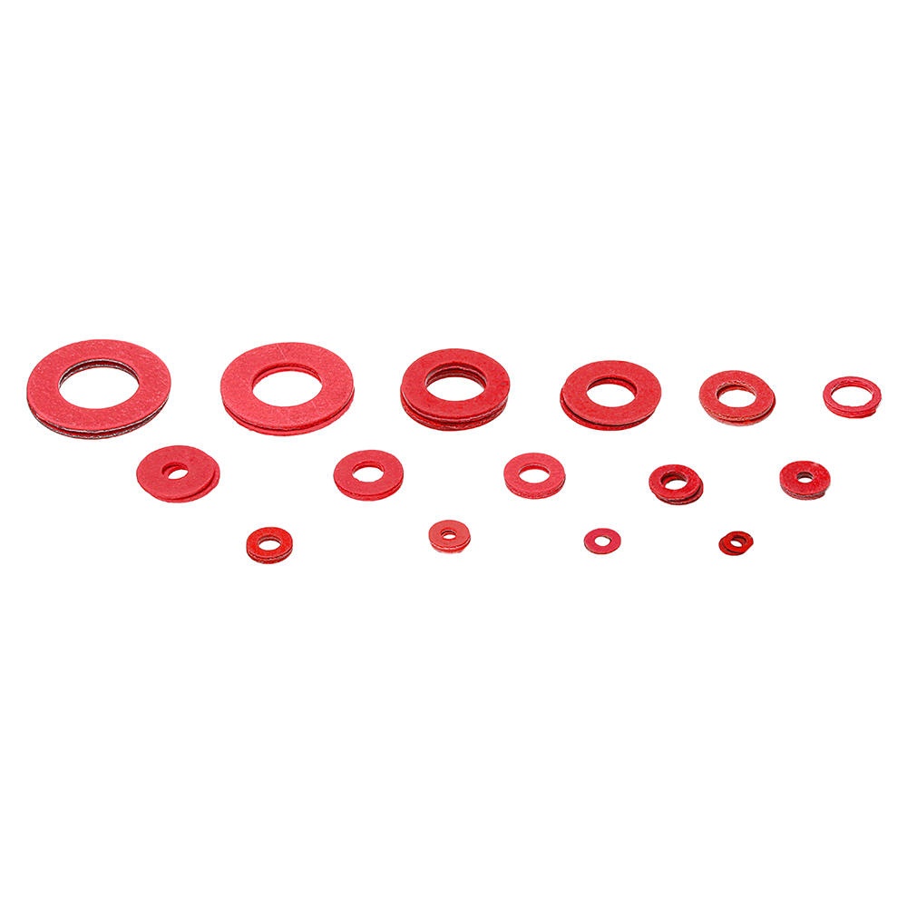 Suleve 225Pcs Red Steel Paper Washer Insulation Pad Flat Gasket Spacers 15 Sizes Assortment - Image 2