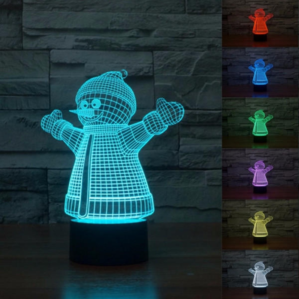 3D Xmas Snowman Night Light 7 Color Changing LED Art Desk Table Lamp For Toy Gift - Image 2