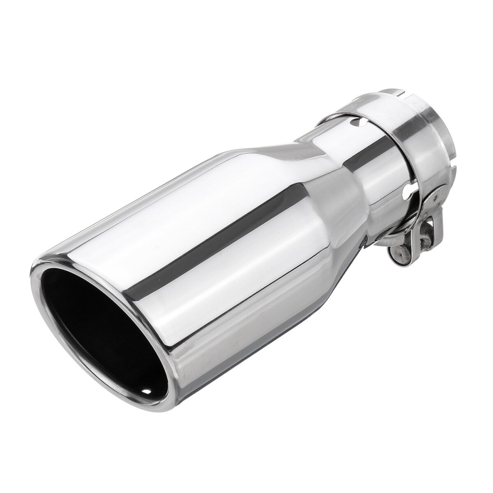 54mm-76mm Car Rear Exhaust Pipe Tail Muffler Tip Round Stainless Steel Universal - Silver - Image 2