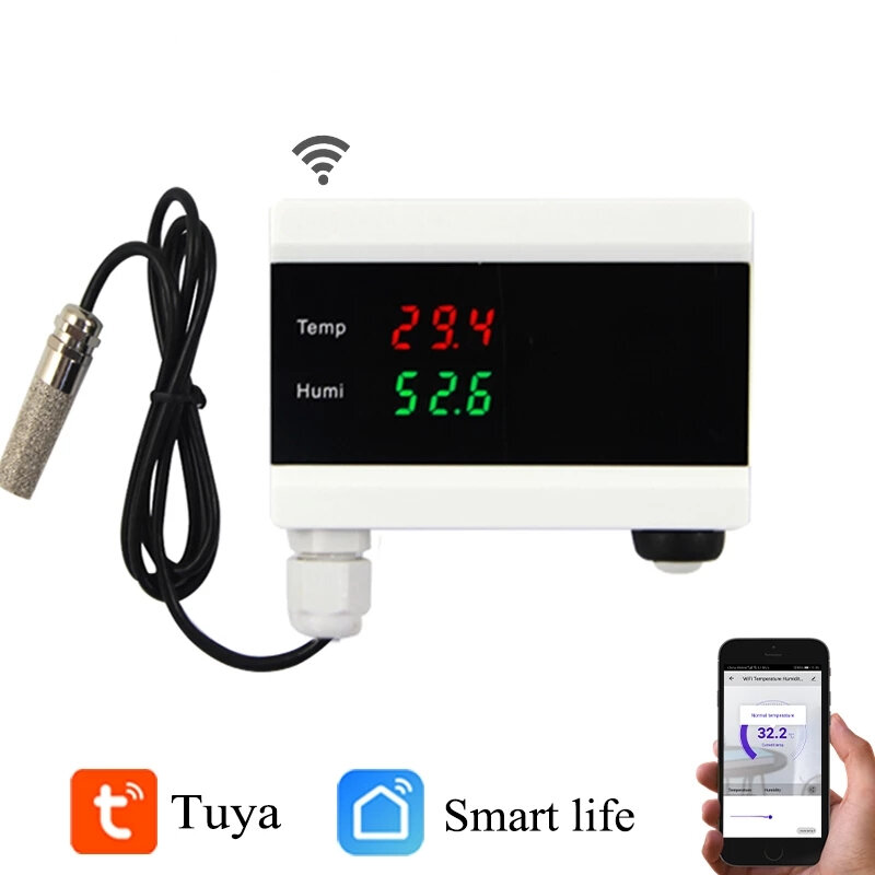 WIFI Tuya Smart Temperature Humidity Alarm Sensor Thermometer Hygrometer Detector Home Digital Display Android App Alert - EU Plug - Image 2
