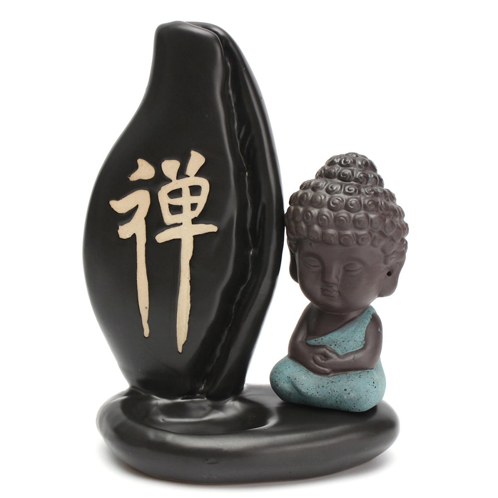 Buddha Backflow Incense Cone Coil Burner Holder Buddhist Monk Zazen Fragrant Smoke Backflow Censer - #1 - Image 2