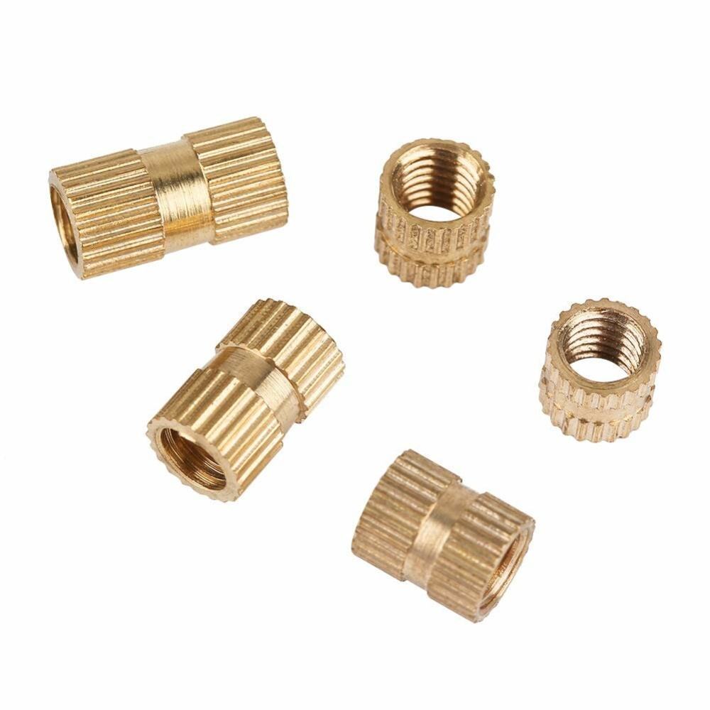 Suleve M5BN1 150Pcs M5 Brass Cylinder Knurled Threaded Round Insert Nuts Embedded Nut Assortment Kit - Image 2