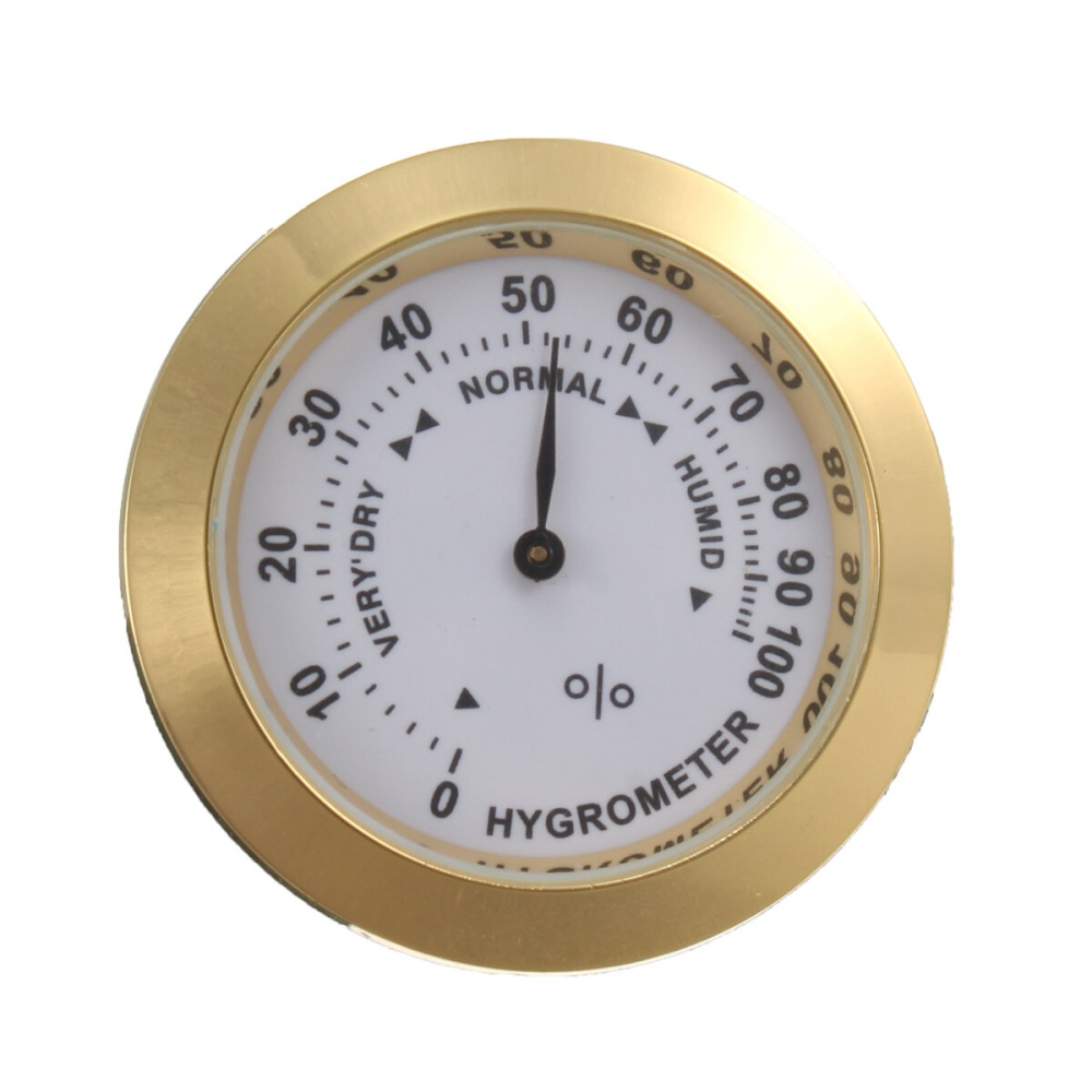 Analog Hygrometer Cigar Humidity Calibration Gauge With Glass Lens for Humidors - Gold - Image 2