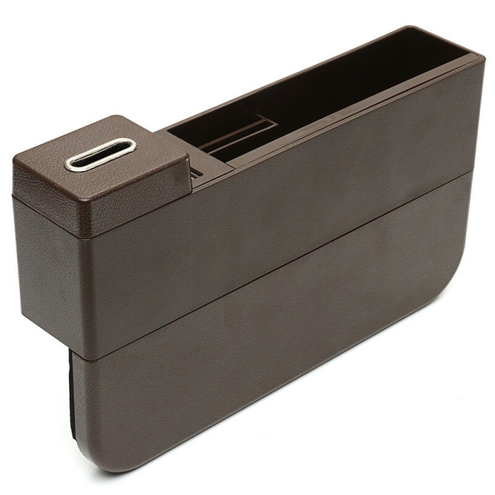 Plastic Car Seat Crevice Storage Box Gap Organizer with Phone USB Wireless Charging - Orange