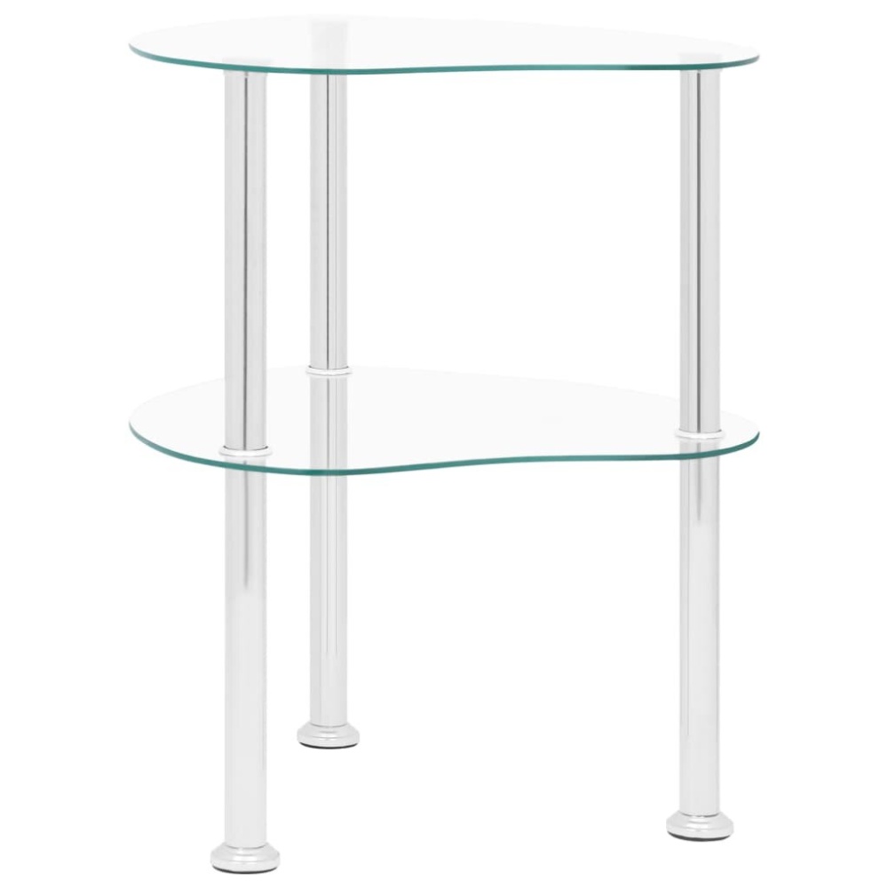 2-Tier Side Table Transparent 15"x15"x19.7" Tempered Glass - Image 2