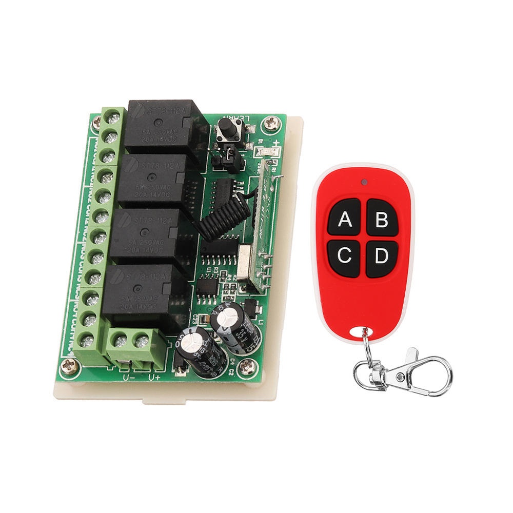 433MHz DC 12V Learning Type Four Way Wireless Remote Control Switch 4CH Channel Relay Control Module - Image 2