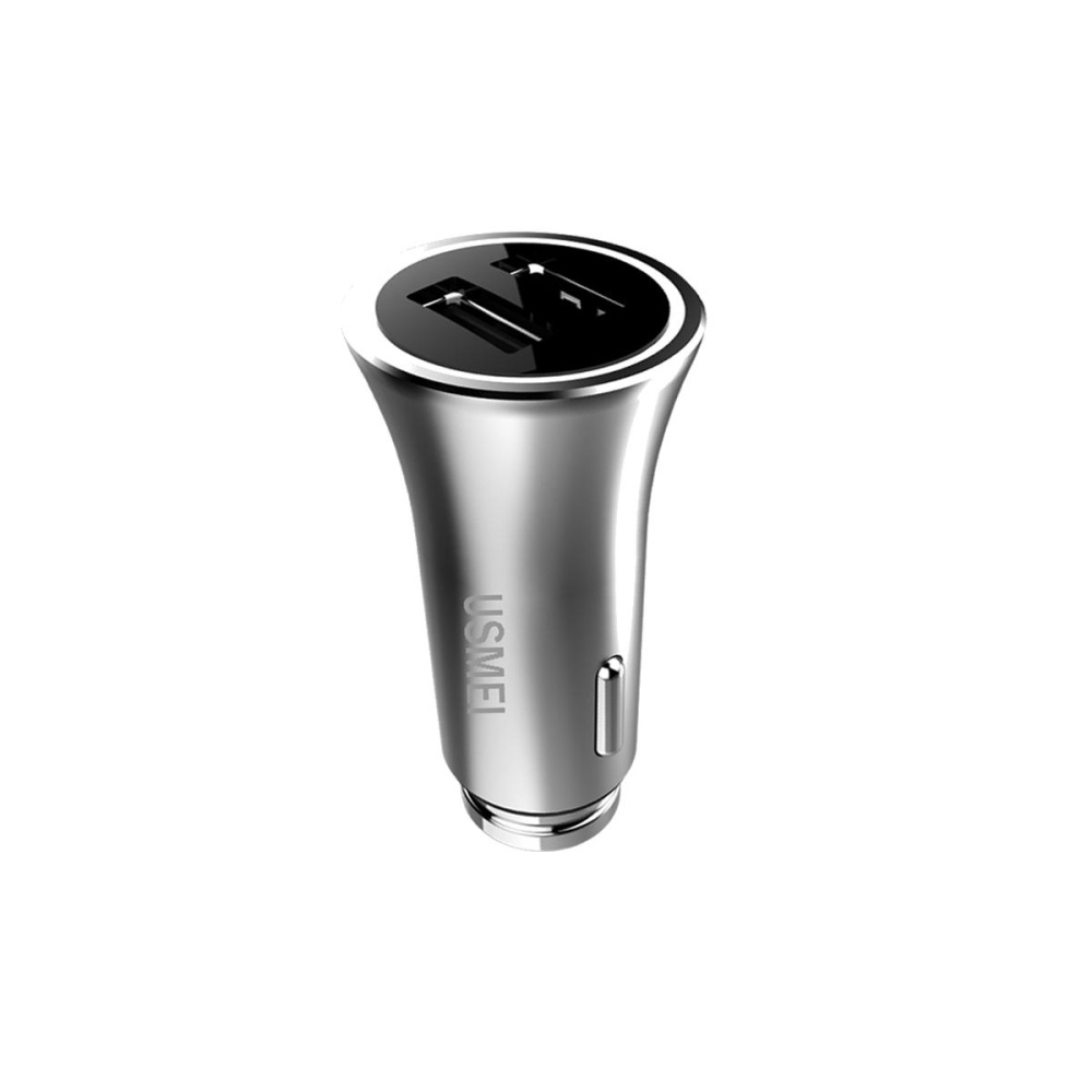 USMEI C8 3.6A Dual USB Car Charger Breathing Light With Voltage And Current LED Display - Silver - Image 2