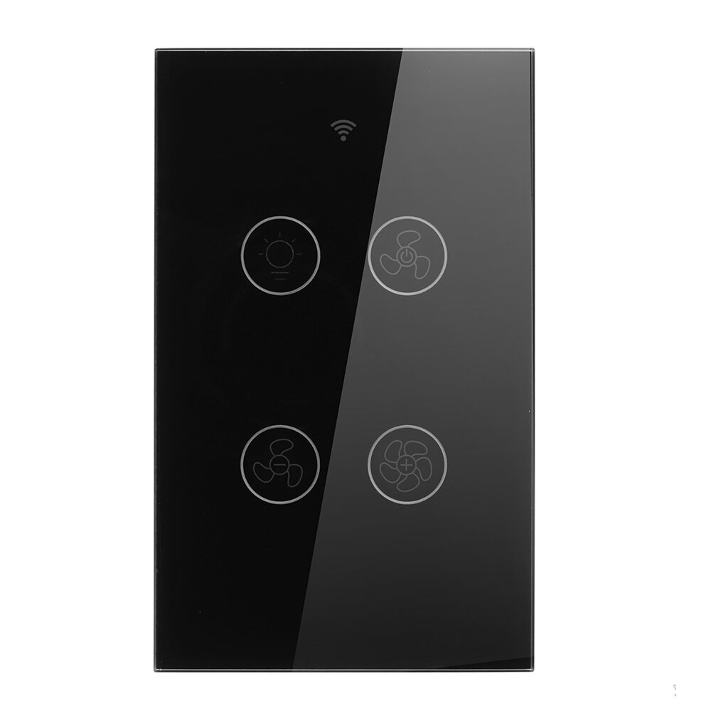 MoesHouse Black WiFi+RF US Smart Ceiling Fan Light Switch 2/3 Way Control Smart Life/Tuya APP RF Remote Speed Control Work with Alexa Google Home