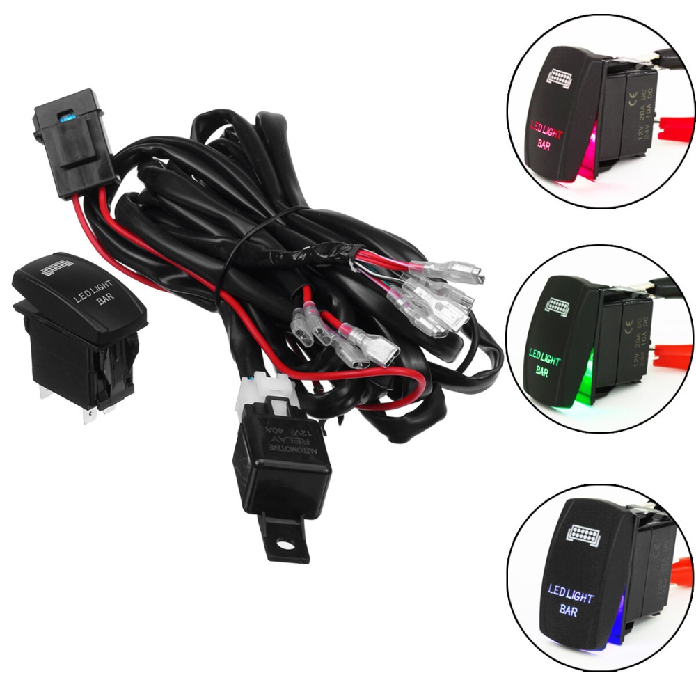 Universal 5 Pin Car 12V Waterproof LED Work Light Fog Lamp Bar Lighting Switch Relay Wiring Harness Kit - Green - Image 2