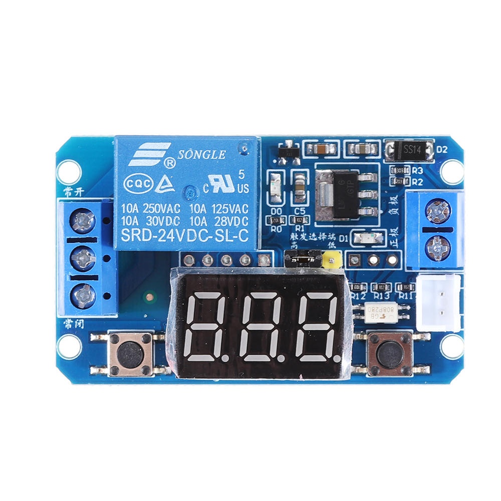 24V Trigger Time Delay Relay Module with LED Digital Display 0-999s 0-999min 0-999H Work-delay/Delay-work - 0-999min work-delay - Image 2