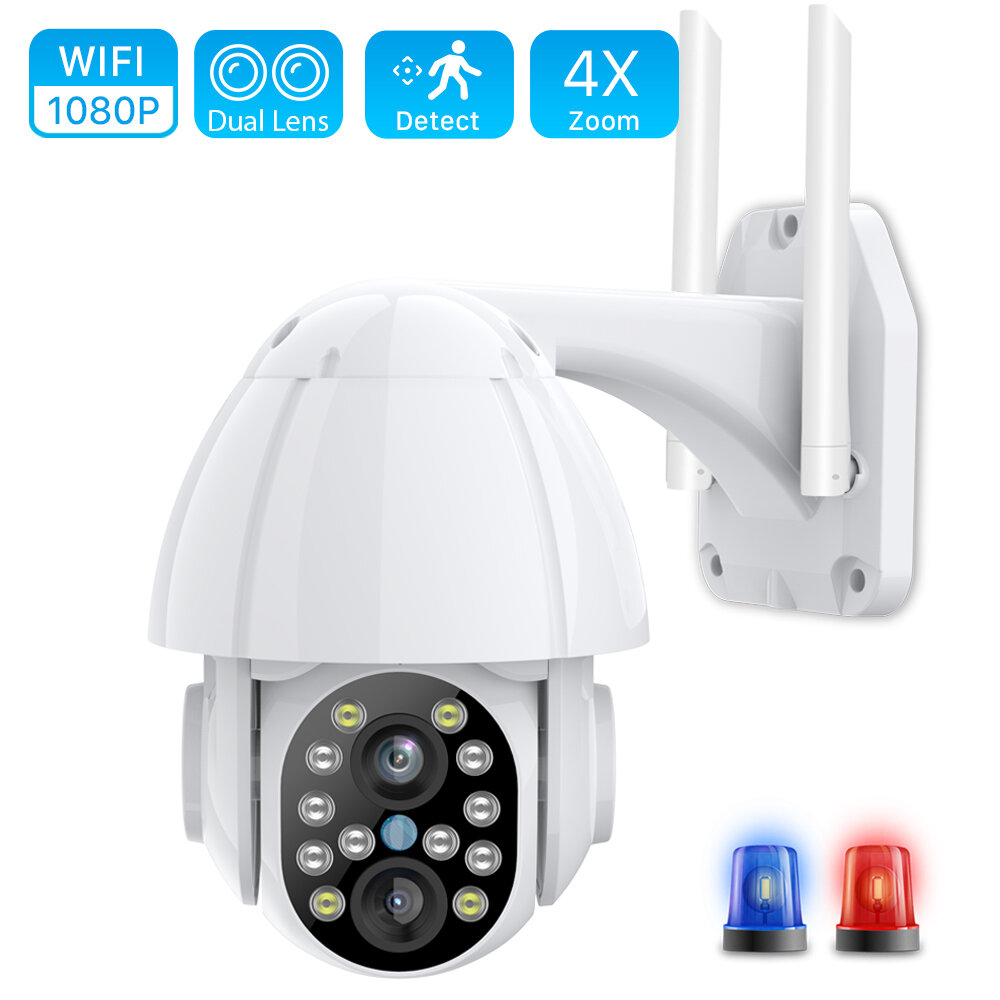 HD 1080P Dual-Lens PTZ Wifi Camera Outdoor Auto Tracking Cloud CCTV Home Security IP Camera 2MP 4X Zoom Audio Speed Dome Camera - AU Plug - Image 2