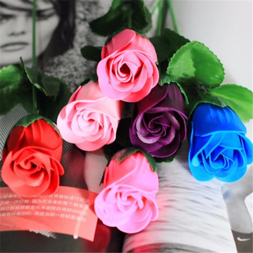 Simulation Artificial Rose Soap Flower For Wedding Party Home Decoration Valentine's Day Gift - Purple-Pink - Image 2