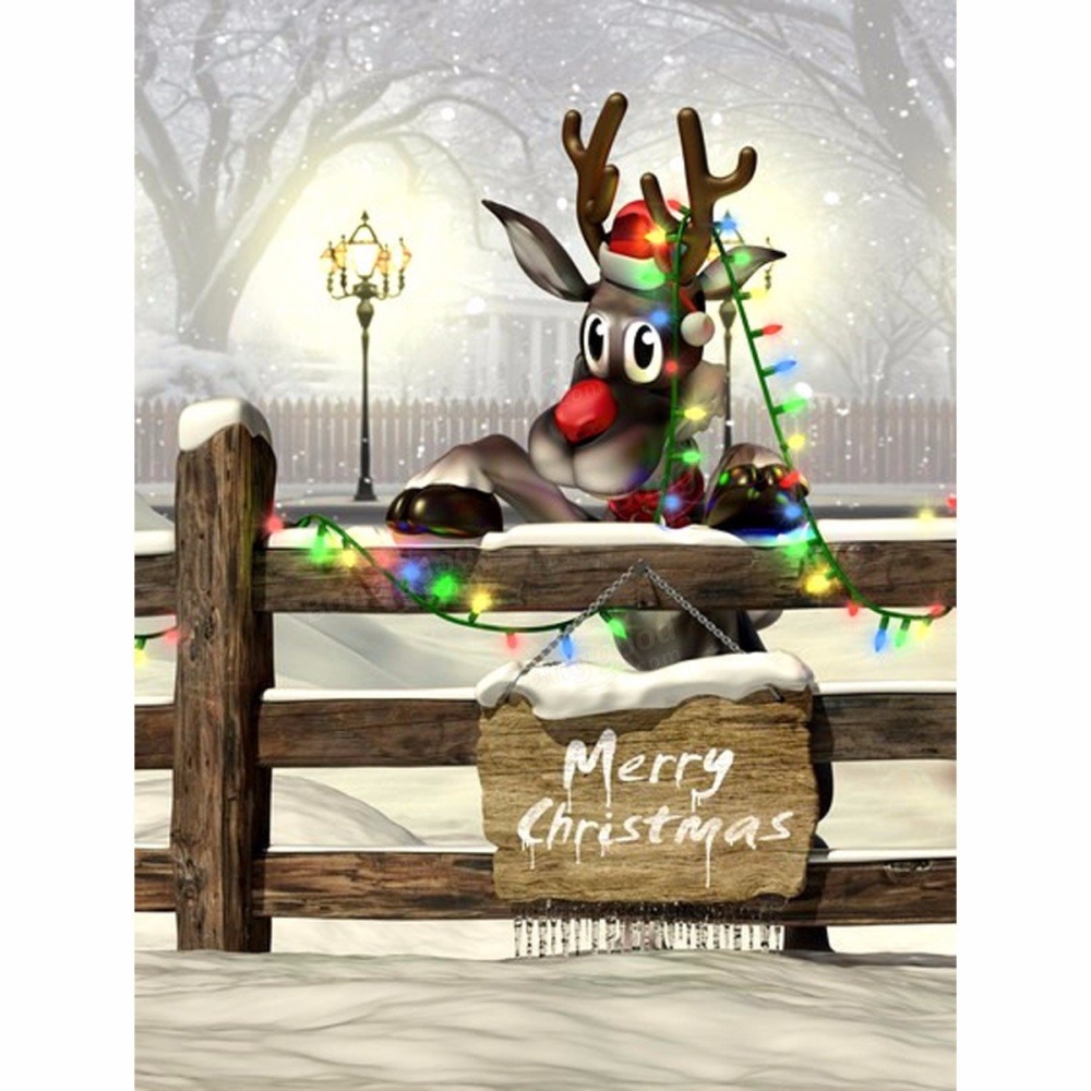 3x5FT Silk Christmas Deer Light Thin Photography Studio Backdrop Photo Background Party Props - Image 2