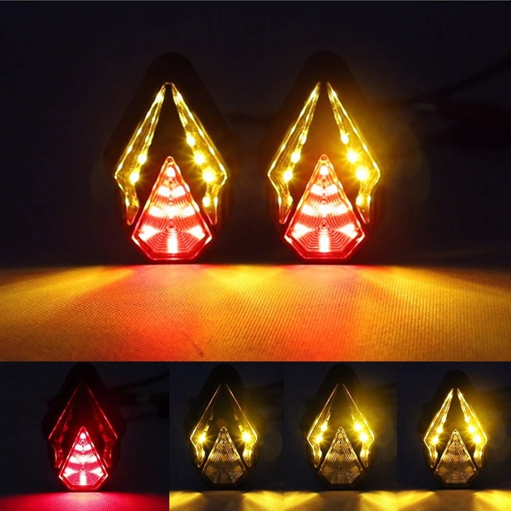 Pair 12V Diamond Shaped Dual Lights LED Motorcycle Turn Warning Waterproof Daytime Running Lamp - Blue & Yellow - Image 2