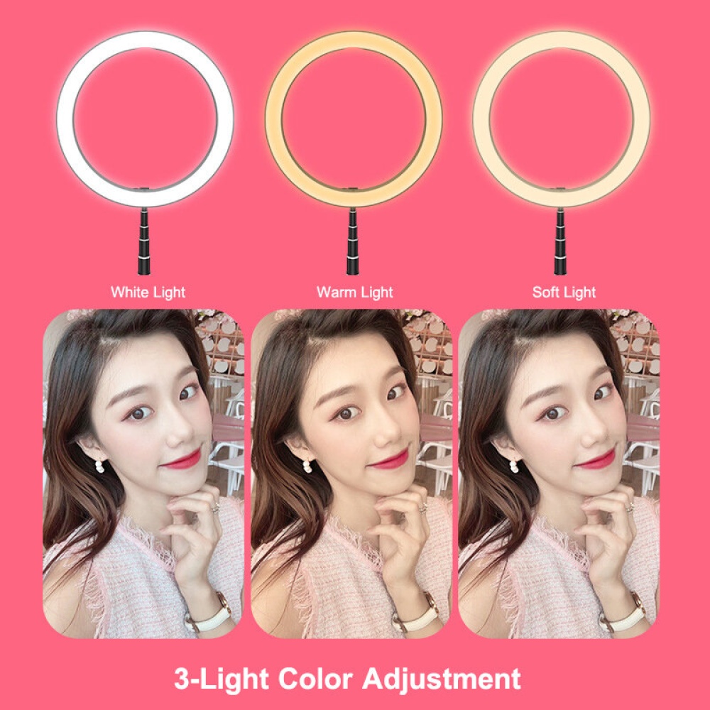 10 Inches 2200-12000K Dimmable LED Selfie Ring Light with Phone Holder Telescopic Base for TikTok Youtube Video Live - Image 2