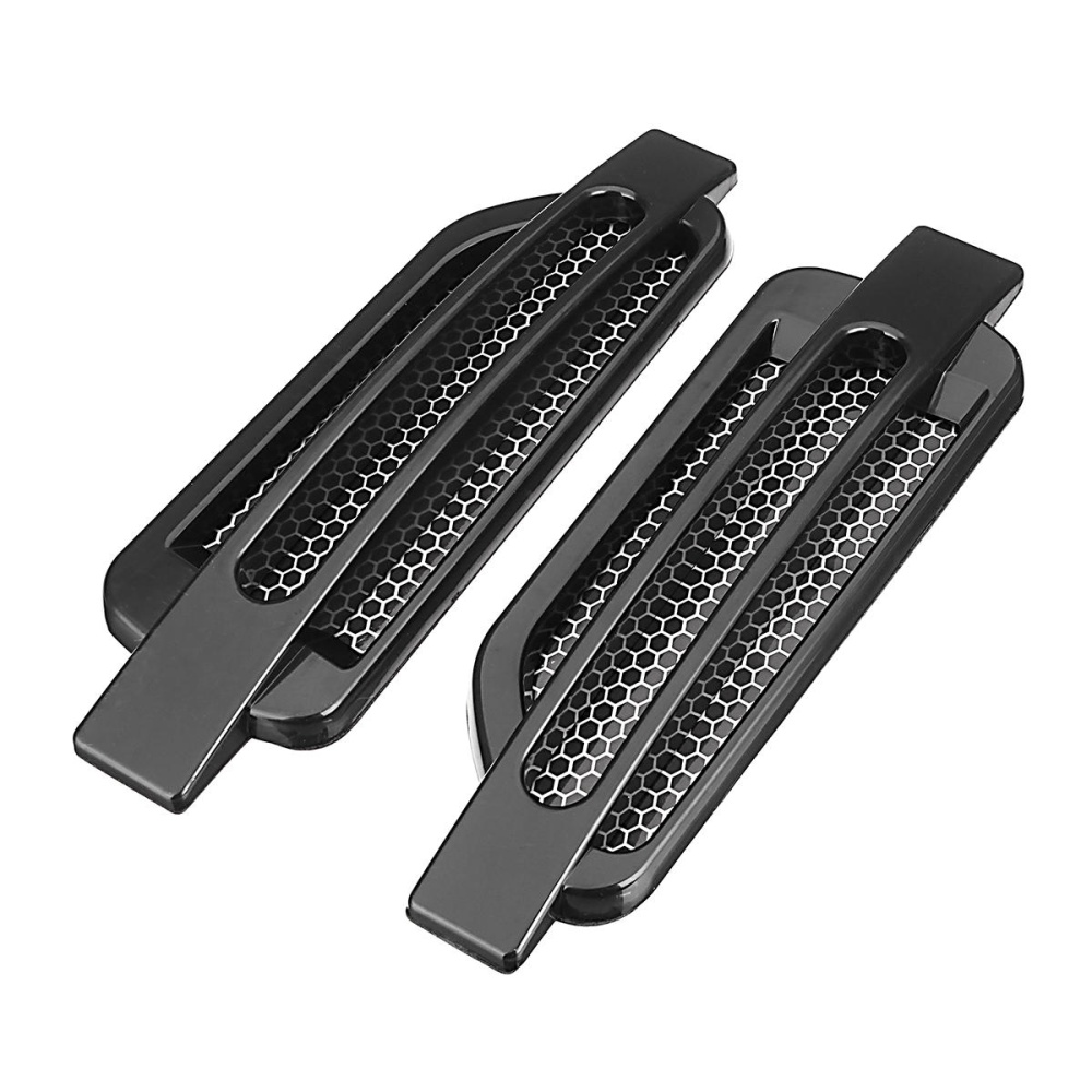 Pair Black Car Auto Side Air Flow Fender Stickers Intake Vent Grille Cover Decor - Image 2