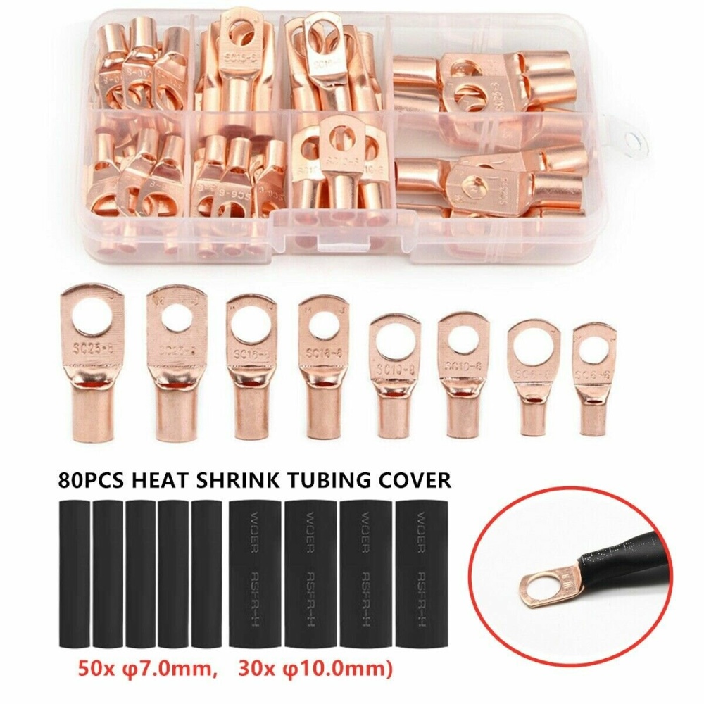 140pcs Assorted Car Auto Copper Ring Lug Terminal Wire Bare Cable Crimp Connectors - Image 2