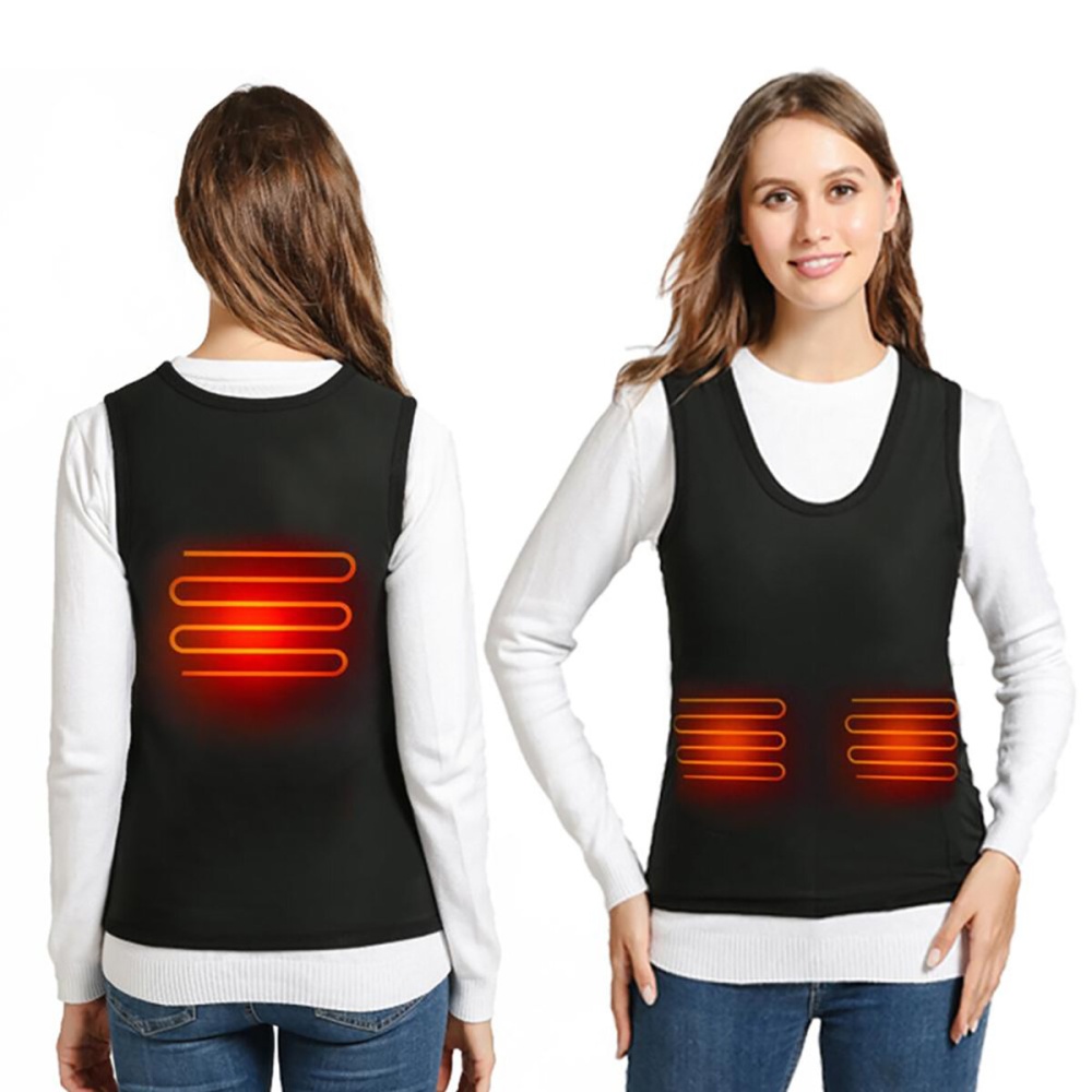 Electric Heated Vest Warm Winter Warm Jacket Men Women Heating Coat Thermal USB 3 Adjustable Temperature Levels - XL