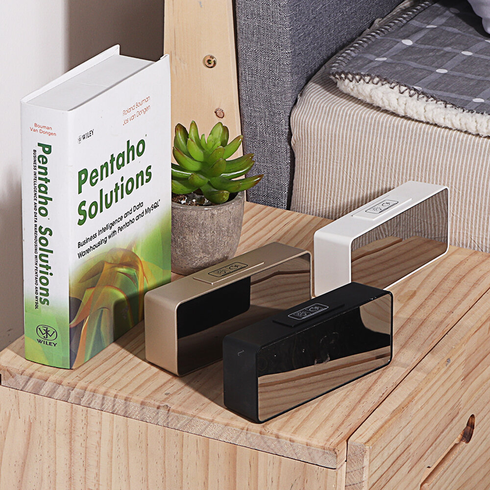 LED Mirror Alarm Clock Multifunctional Student Desktop Clock Makeup Mirror Clock USB Charging Music Alarm Clock - White - Image 2