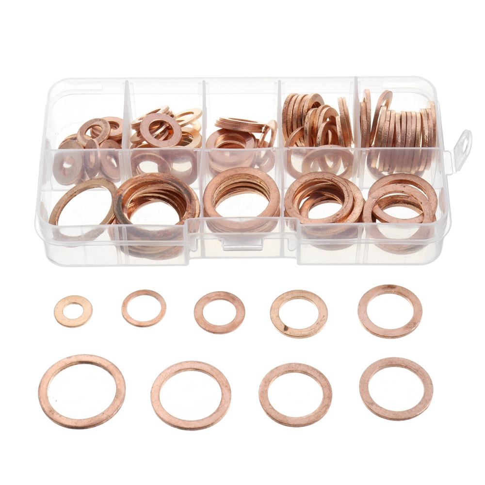 100Pcs Assorted Copper Sealing Solid Gasket Washer Sump Plug Oil For Boat Crush Flat Seal Ring Tool Hardware 1 order - Image 2