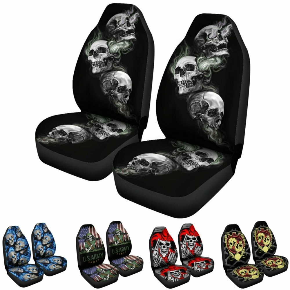 1/2Pcs Skull Front Car Seat Cover Protector Vehicles Interior Cushions Universal - 1pcs A