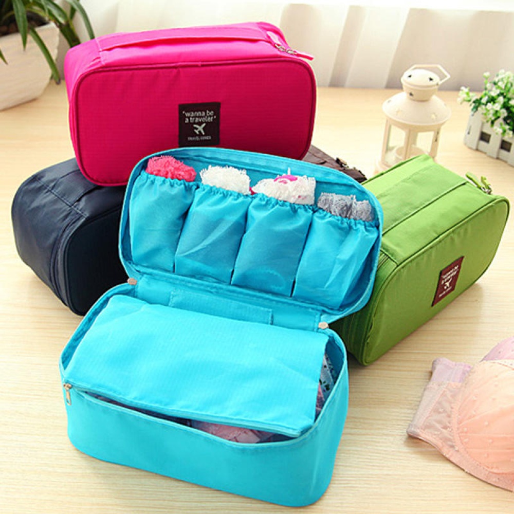 Travel Multi-function Underwear Storage Bag Bra Finishing Package Cosmetic Bag Wash Bag - Blue - Image 2