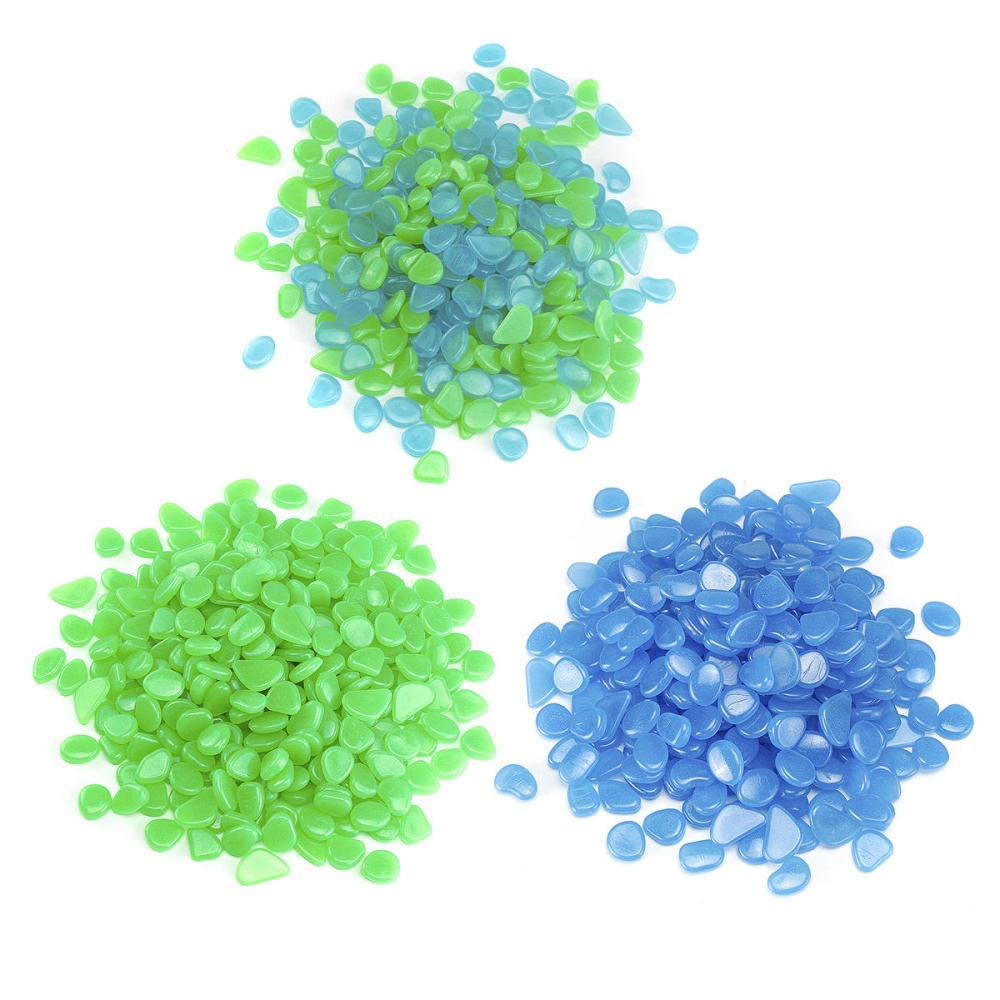 300Pcs Luminous Artificial Pebbles Stone Aquarium Fish Tank Garden Outdoor Decorations - Blue - Image 2