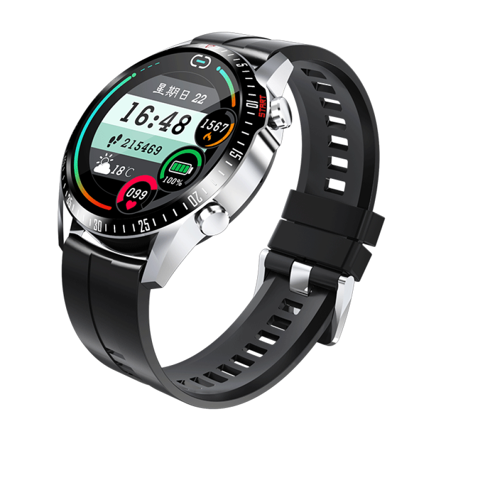 Bakeey MV55 Heart Rate Blood Pressure Oxygen Monitor Body Temperature Measurement bluetooth Call Music Playback IP67 Waterproof Smart Watch - Black - Image 2