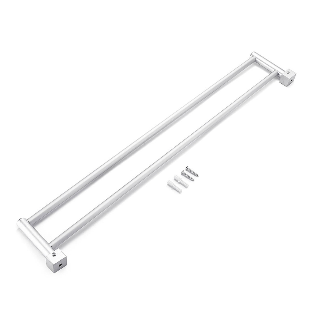 Bathroom Double Towel Rail Rack 2 Bar Space Aluminum Hanger Wall Mounted Towel Shelf Bath Rails Bars Holder - Image 2