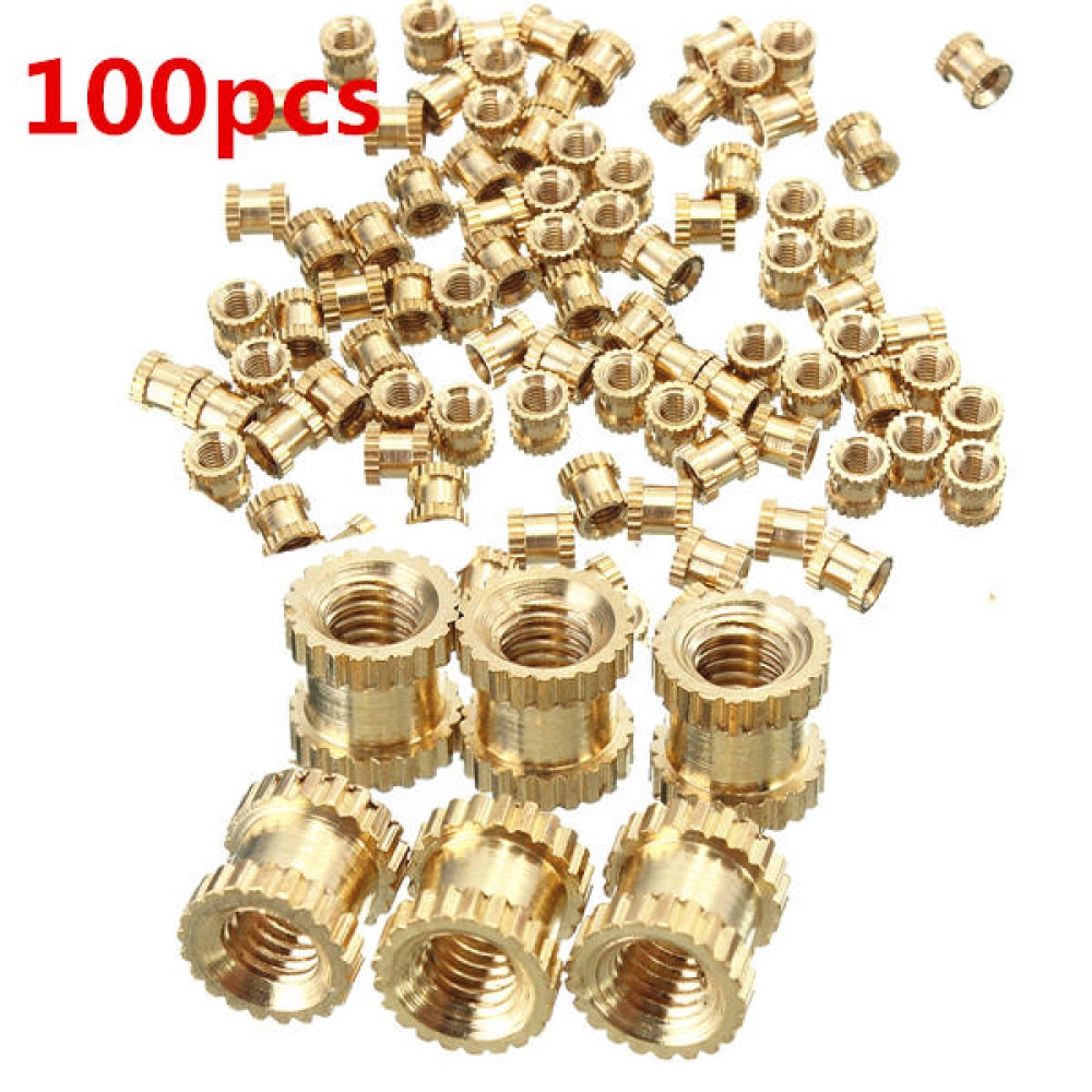 Suleve M3BN2 100pcs M3x5x5mm Metric Threaded Brass Knurl Round Insert Nuts - Image 2