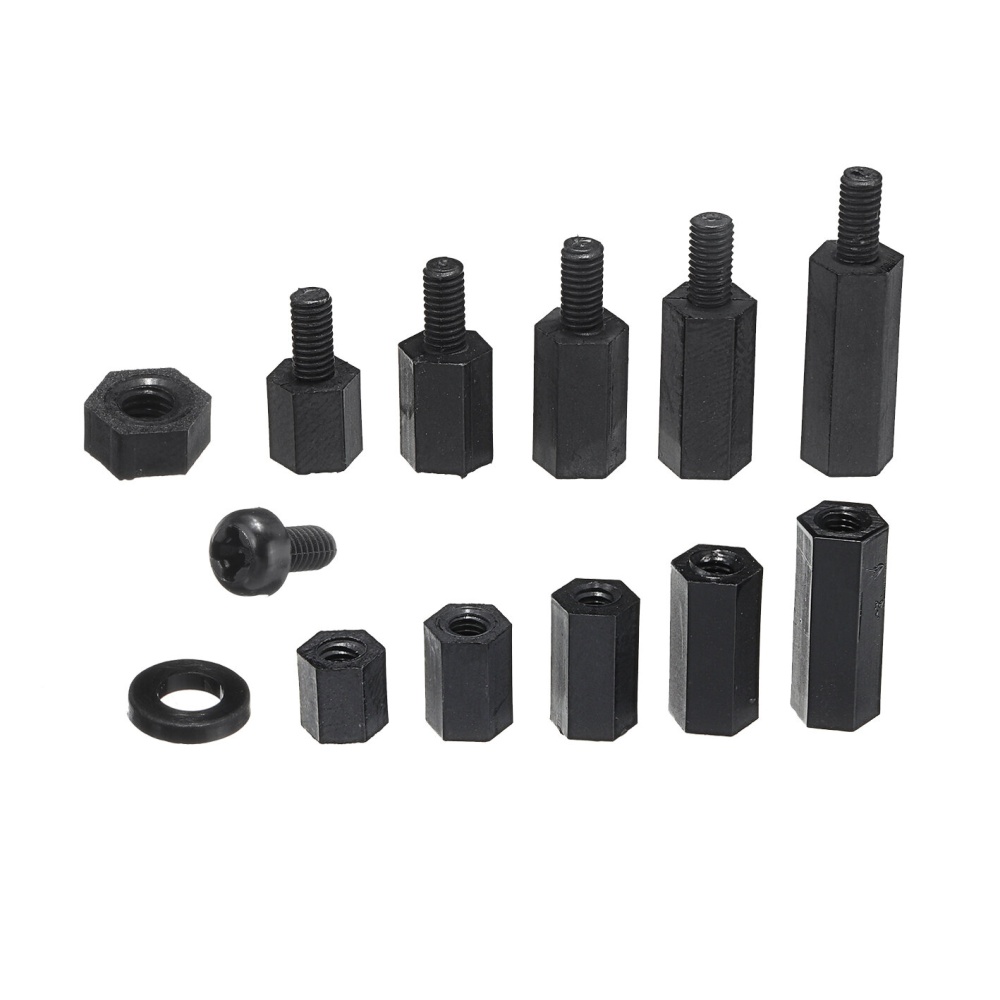 Suleve M3NH16 780Pcs M3 Nylon Screw Black Hex Screw Nut Nylon PCB Standoff Assortment Kit - Image 2