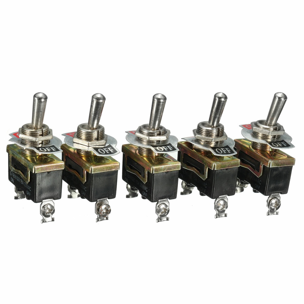 5Pcs SPST 2Pin Heavy Duty 15A 250V ON/OFF Rocker Toggle Switch Waterproof Boot - Image 2