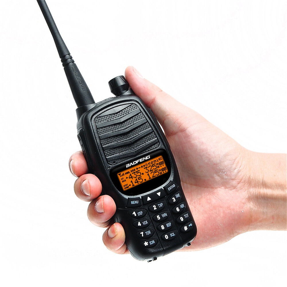 Baofeng UV-990 Walkie Talkie Triple 10W Dual PTT VHF UHF Dual Band Ham CB Radio Two Way Audio Black - EU Plug Black