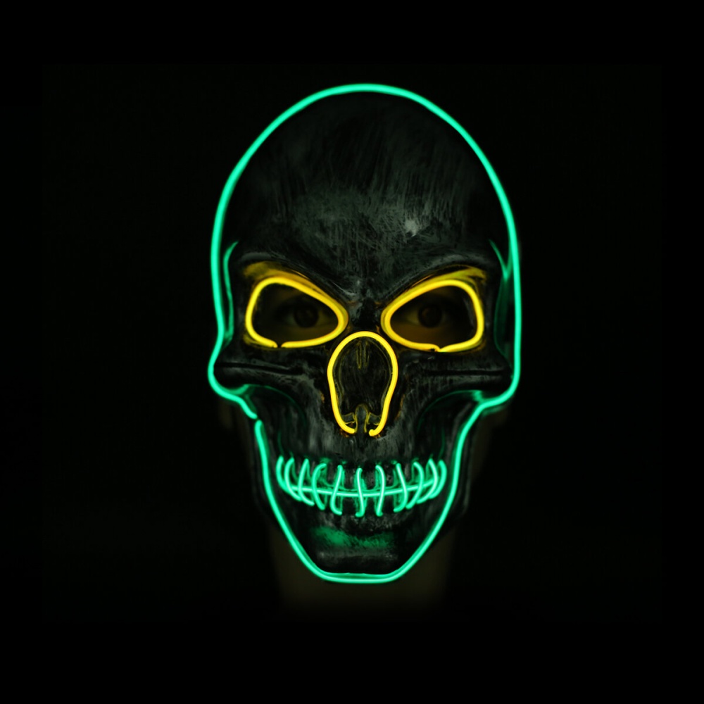 3 Color Halloween LED Luminous Mask Cosplay Mask For Festival Glow-in-the-Dark - Green Yellow - Image 2