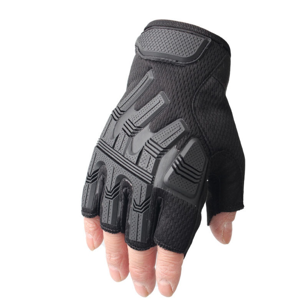 Anti-skid Safety Military Army Half Finger Tactical Gloves Motorcycle Motocross Bike Riding Cycling Sport Hiking Shooting Protective Gloves - Black S - Image 2