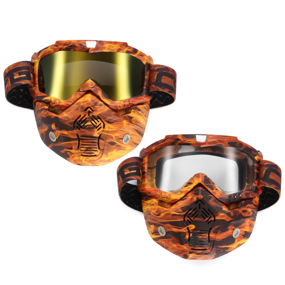 Detachable Modular Mask Shield Goggles Full Face Protect For Motorcycle Helmet - Gold - Image 2