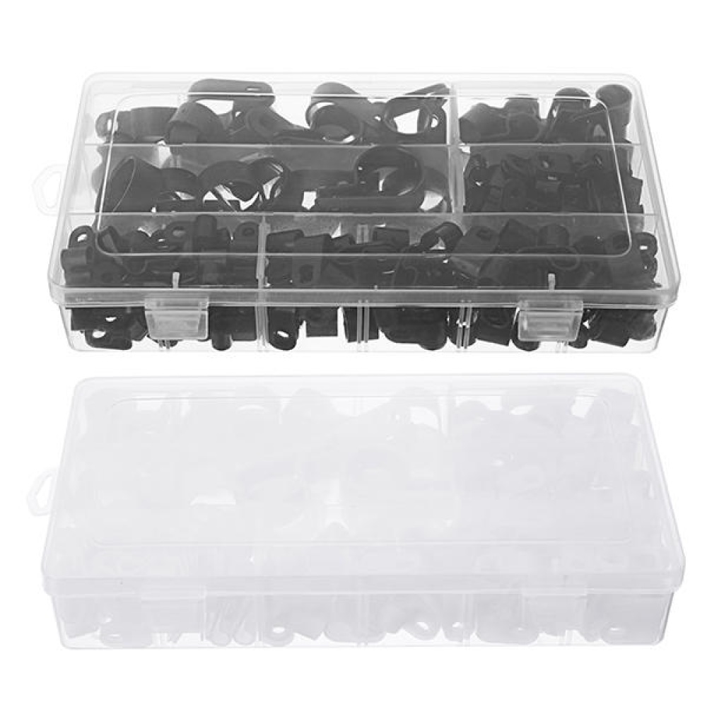 200pcs Black White Plastic R Type Cable Clip Clamp for Multi Diameter Wire Hose Tube - white - Image 2