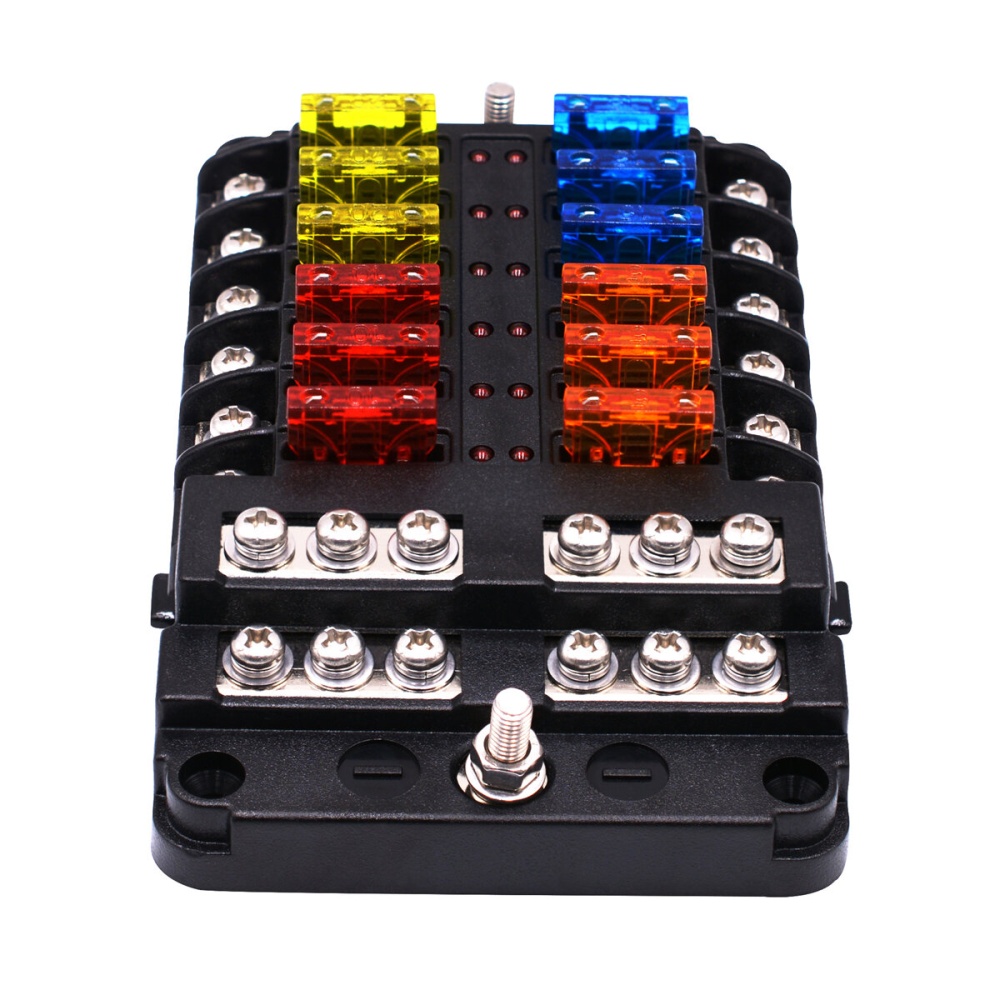 12V-32V Fuse Box Holder 12 Ways Blade With LED Indicator Light for Auto Car Boat Marine Trike - Image 2