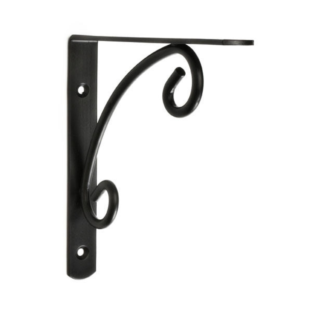 5.9 Inch Vintage Cast Iron Wall Shelf Bracket Rack Black Antique Curl Pattern Home DIY - Image 2