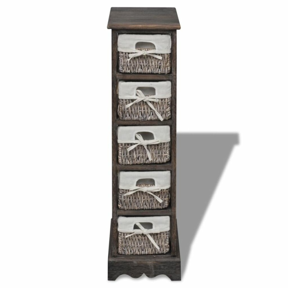 Storage cabinet with 5 weaving baskets wood brown - Image 2