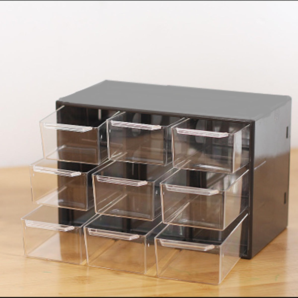 Plastic 9 Lattice Portable Mini Debris Cabinets Amall Drawer Jewelry Storage Box - Image 2