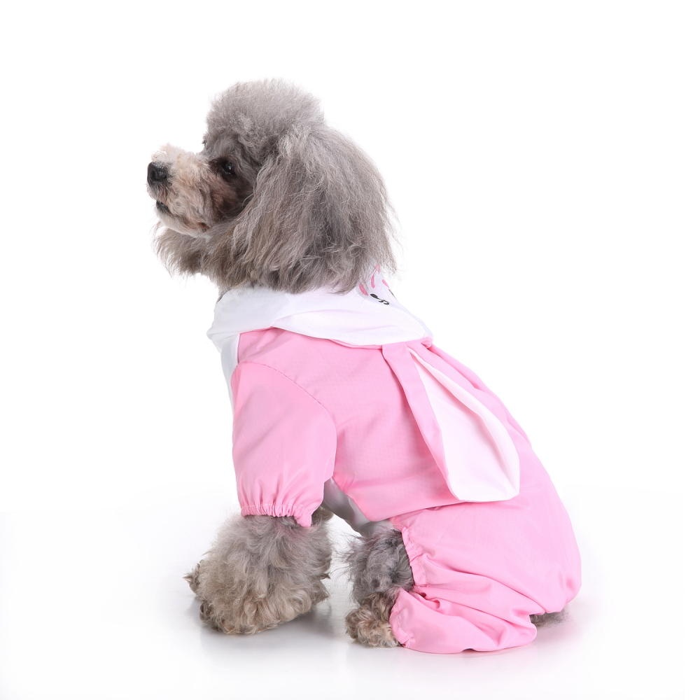 Waterproof Dog Raincoat Cute Rabbit Cartoon Pattern Outdoor Hooded Rain Coat - M - Image 2