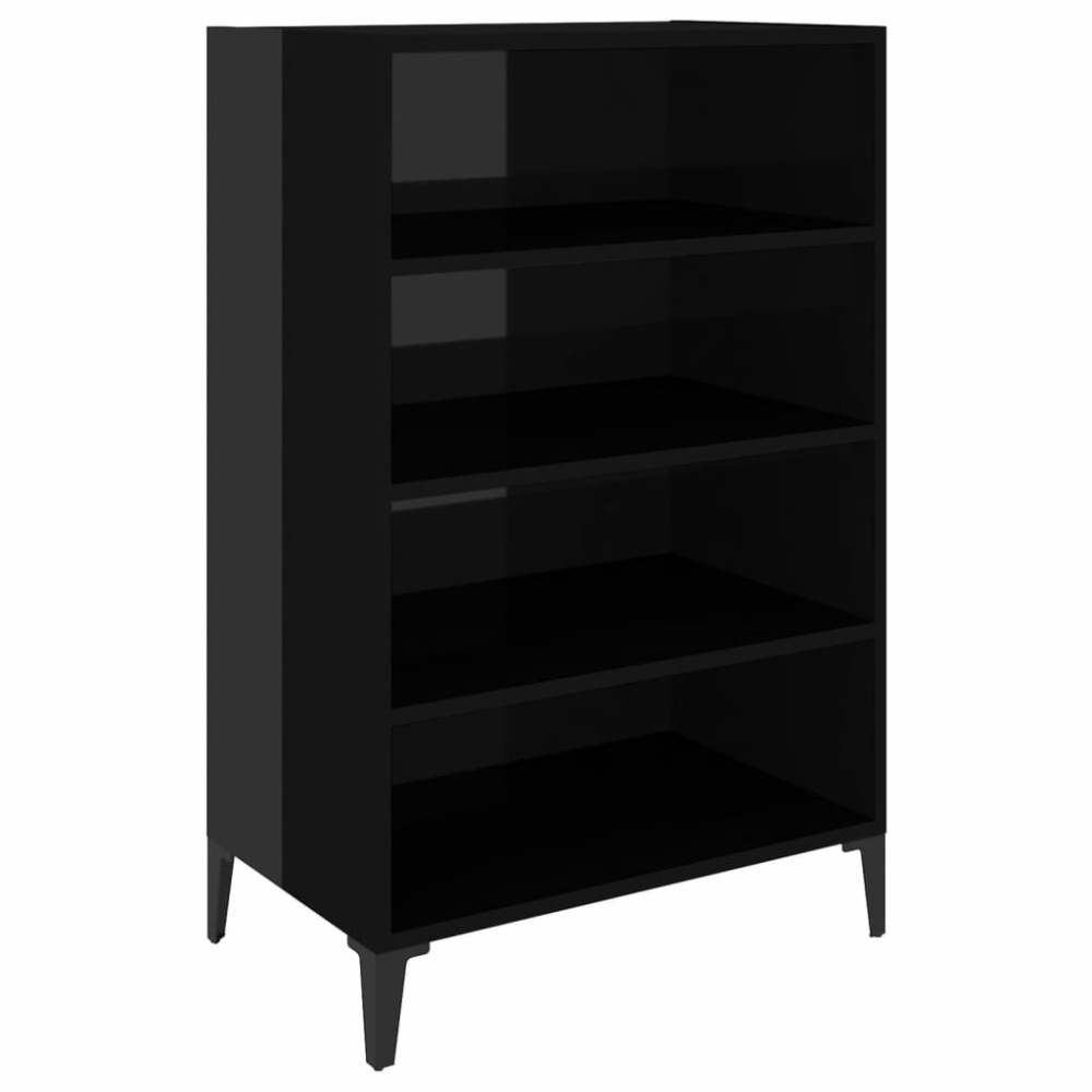 Sideboard High Gloss Black 22.4"x13.8"x35.4" Chipboard - Image 2